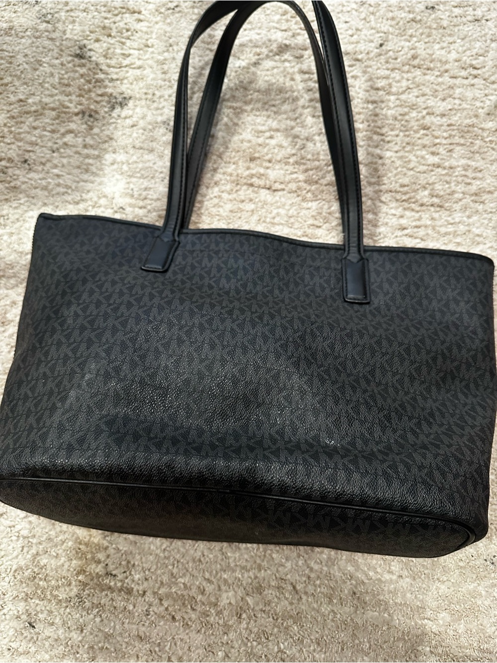 Michael Kors Black MK Embossed Logo Tote - Picture 4 of 7